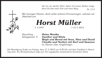Traueranzeige von Horst Müller von Pegnitz-Zeitung